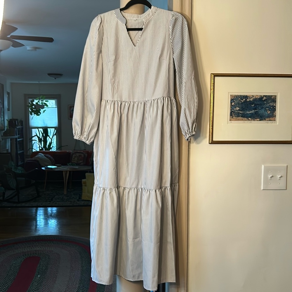 Brand new never worn striped sundress with long sleeves